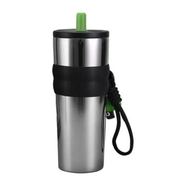 Imagem de Fxzqgnh Garrafa Térmica, Garrafa Portátil para Beber com Corda de Transporte, 710 Ml, Copo de aço Inoxidável para Camping, Playground, Prata, Tamanho real