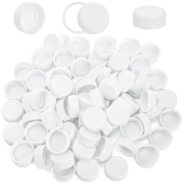 Imagem de Coloch Pacote com 100 tampas de garrafa de plástico branco, tampas de substituição à prova de adulteração de 38 mm (1,5") compatíveis com garrafas de 4, 8, 12, 16, 946 ml para artesanato DIY, suco