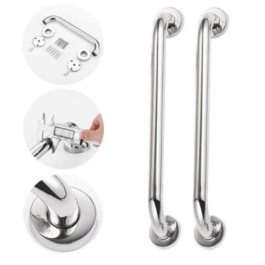 Imagem de Barra Alça Apoio Banheiro 60cm Alta Qualidade Inox 2 Pcs + Nfe - OLEP,