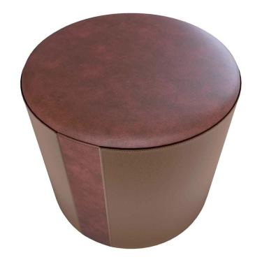 Imagem de Puff Banqueta Redondo Luxo Copenhage Matrix Sintetico Marrom Veludo