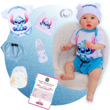 Imagem de Boneco Reborn Bebê Menino Stitch Realista Original de Silicone - VR TO
