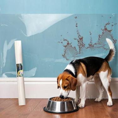 Imagem de AbaBoorty Protetor de parede transparente de 599 x 40 cm, papel de contato, absorção eletrostática, película protetora de parede, folhas protetoras de papel de parede removível para papel de parede