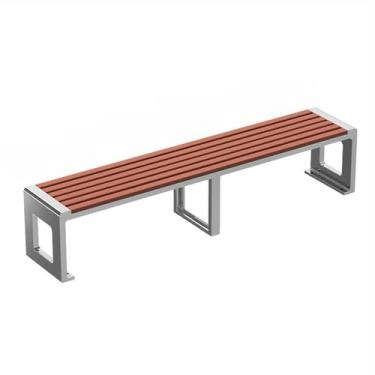 Imagem de ZzleoyuUUs-12 Banco de jardim ao ar livre versão estendida pode fixar bancos ao ar livre no chão de aço inoxidável assentos de madeira banco de pátio