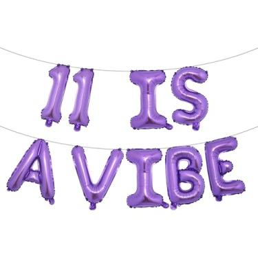 Imagem de Eleven is a Vide Birthday Decor Balloon Banner Groovy 11th Birthday Party Decor Retro Rainbow Balloon Hippie 70s 11th Bday Supplies for Girl Retro Hippie Party (11 IS A VIBE Purple)