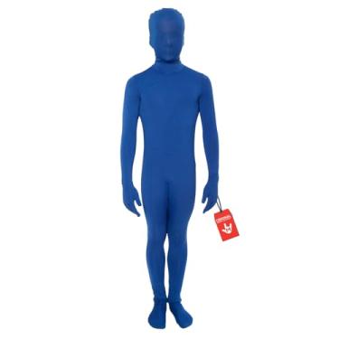 Imagem de Morphsuit Fantasia infantil de corpo inteiro – azul, M | Body original para crianças | Terno super elástico ótimo para roupa de festa DIY | Halloween, cosplay, vestido chique | Para meninos e meninas