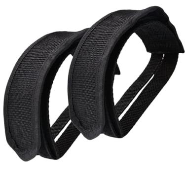 Imagem de 2 peças de tiras de pedal de feixe preto tiras de pedal de ciclismo tiras de pedal de bicicleta de crianças clipes de dedo fitas para pedais de bicicleta de engrenagem fixa e peças de chuteiras