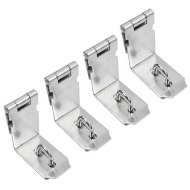 Imagem de Tighall 4 peças de ferrolho de cadeado de ângulo reto de 90 graus, 12 cm, fecho de segurança de aço inoxidável, trava de bloqueio de ferrolho sólido, acabamento escovado para portas e armários