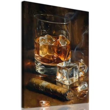 Imagem de Arte de parede de charuto e uísque, retrô, vinho, pôster, bar, carrinho, pinturas, pôster, vintage, uísque, imagem de charuto e vinho, arte de parede de bebidas alcoólicas, imagens de bar de coquetéis