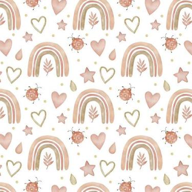 Imagem de Papel de Parede 10 Metros Adesivo Boho Infantil Kids para Quarto Sala 