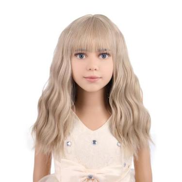 Imagem de Peruca PATTNIUM Blonde curta ondulada para crianças com franja para me