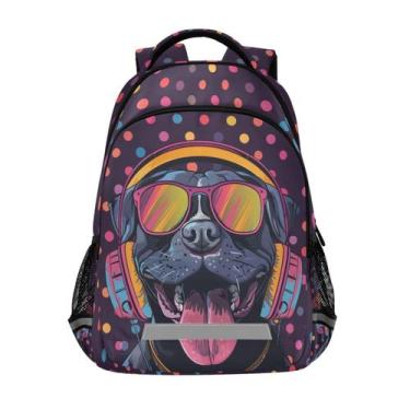Imagem de Mochila WEVIBOFU Pitbull Headphones Dog para crianças de 6 a 12 anos