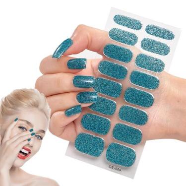 Imagem de Tiras de esmalte de gel semi-curado com lixa de unhas e adesivos - Mar