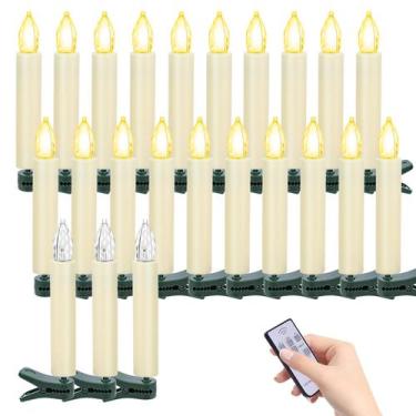 Imagem de Luzes de vela de árvore de Natal TECHLONG Flickering 20 unidades com c