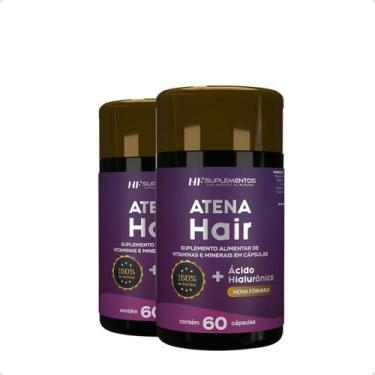Imagem de 2X Atena Hair + Ácido Hialurônico 60 Caps Hf Suplementos