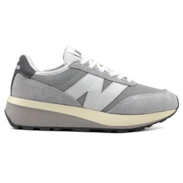 Imagem de Tênis New Balance 370v1 Unissex, 41, Cinza claro, Branco
