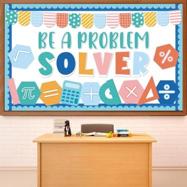 Imagem de gisgfim Decoração de quadro de avisos de matemática Be a Problem Solving Paper Cutouts Mathematics Symbol Mathematics Signs Bulletin Board Set for Classroom Elementary Preschool Back to School Wall