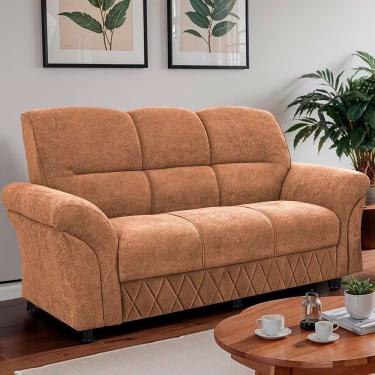 Imagem de Sofá 3 Lugares Cama Inbox Mourato 187cm De Largura Em Bouclé Caramelo