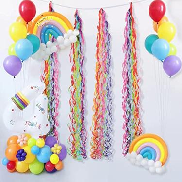 Imagem de 10 peças, 10 peças, espirais de arco-íris, guirlanda pendurada, decorações de festa para sala de aula, teto, balões de favo de mel, adequado para festa de aniversário, chá de bebê, Natal