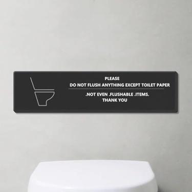 Imagem de Please Do Not Flush Anything Except Toilet Paper Sign Extended Toilet Graphic Minimalista Design 2025 upgrade, Ai rbnb, Lembrete essencial para aluguel de curto prazo escritório banheiro (preto)