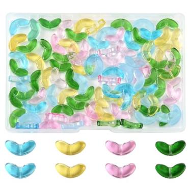 Imagem de MakemadeDIY 100 peças de contas de vidro coloridas mistas para pulseiras fazendo folhas transparentes coloridas contas espaçadoras soltas para colares, brincos, chaveiro, joias, artesanato, presente