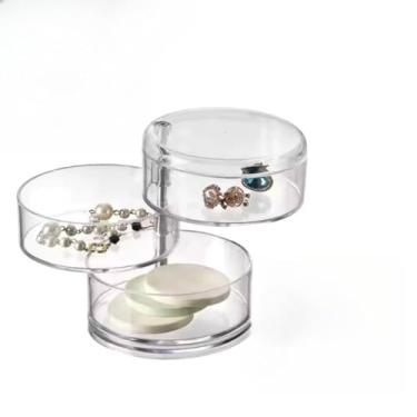 Imagem de Organizador de Joias e Bijuterias Com 5 Gavetas - Ideal Para AnéIs, Brincos e Pulseiras，Rotatable Style (Joias NãO IncluíDas)(3 ANDARES)