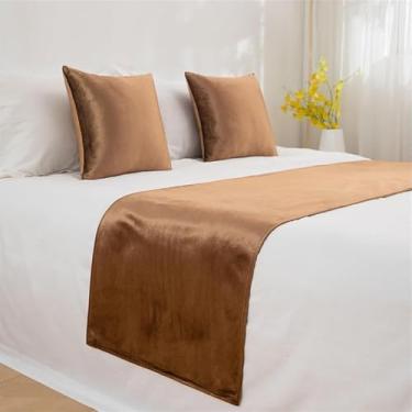 Imagem de Protetor de lenço de corredor de cama SDipcover corredores de cama decorativos para quarto hotel quarto de casamento - Curry||45 * 210 cm para cama de 1,5 m