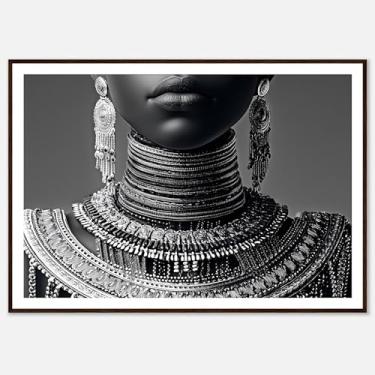 Imagem de Arte em tela feminina preta e branca moda encantadora imagens femininas modernas arte feminina pôster preto branco africano em tela afro-americana decoração de parede sala de estar 40 x 61 cm sem