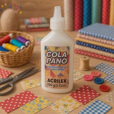 Imagem de Cola Pano Acrilex 100g  Cola Para Tecido, Feltro e Artesanato  Secagem