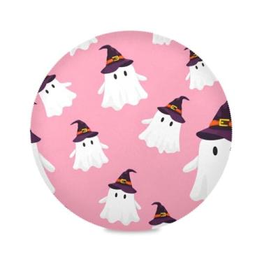 Imagem de Wassud Jogo americano Fantasmas, chapéus de bruxa, tapetes redondos para cozinha e jantar, tapetes laváveis e resistentes ao calor, decoração de mesa 39 cm
