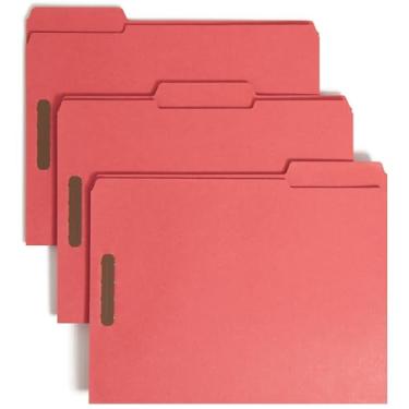 Imagem de Smead Pasta de arquivo 100% reciclada, 2 fixadores, aba reforçada de 1/3 cortes, tamanho carta, vermelha, 50 por caixa (12741)