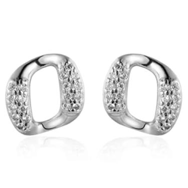 Imagem de FLORA BRINCO FOLHEADO A OURO 18K OVAL COM ZIRCÔNIA CRAVEJADA (PRATA)