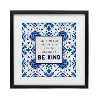 Imagem de Stupell Industries Estampa emoldurada Be Kind Encouragement Birch Under Glass, design by Lettered and Lined, 13 x 13