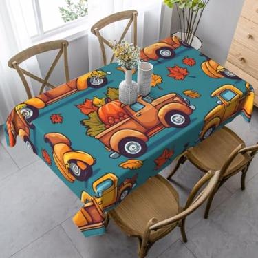 Imagem de ZTPOWQA Toalha de mesa de jantar com estampa de trilha de outono, 89 x 139 cm, retangular, impermeável, reutilizável, festa de jantar