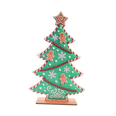 Imagem de shamjina Árvore de Natal de Madeira para Mesa, Bandeja Decorativa de Vários Andares, Placa Decorativa de Madeira para Mesa, Enfeite para Escrivaninha, Quarto, Verde