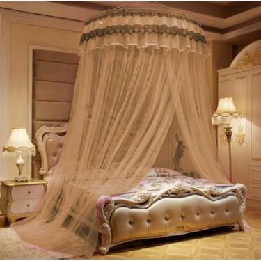 Imagem de Mosquiteiro de Teto Gigante para Cama Casal/Queen/Super King com Abertura Lateral e Microfuros(BEGE,King Size Gigante Premium)