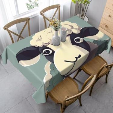 Imagem de ZTPOWQA Toalha de mesa de jantar com estampa de cordeiro, 89 x 139 cm, retangular, impermeável, reutilizável, festa de jantar