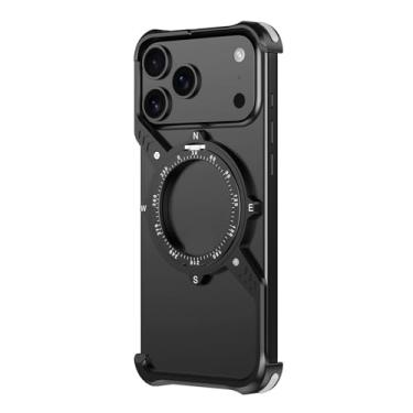 Imagem de LYJSMGZ Capa de metal para iPhone 17 Pro Max/Air/17 Pro/17, Aseismic Airmat Inside Four Corners Cover Slim Heat Dissipation Cover com suporte giratório de 360°, preto, 17 Air