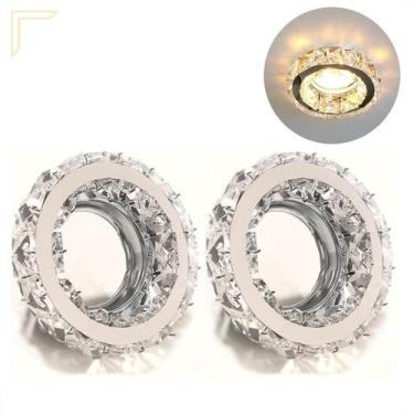 Imagem de 2 Spot De Cristal Embutir Redondo K9 Gesso Mr16 Sala Lup70 - Acende A 