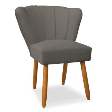 Imagem de Cadeira Pétala em Veludo - Design Diferenciado e Elegante, com Pés de Madeira, para Sala, Quarto e Escritório(capuccino)
