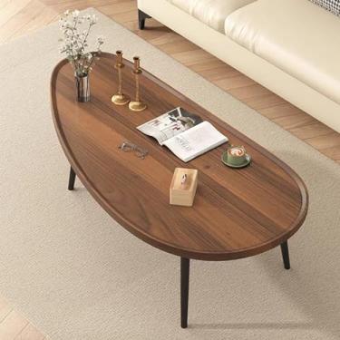 Imagem de Mesa de centro de madeira, mesa de centro para sala de estar, mesa de centro moderna de meados do século, mesa lateral de sofá, mesa central simples moderna, para sala de estar, escritório (120 x 60 x