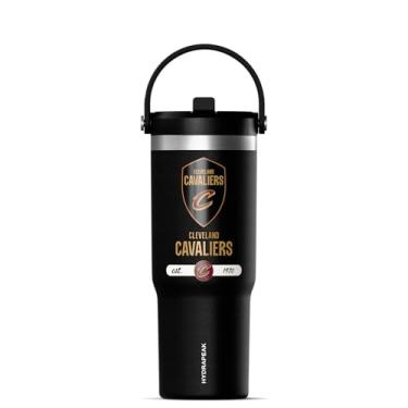 Imagem de Hydrapeak Copo Nomad de 947 ml oficialmente licenciado pela NBA Cleveland Cavaliers com alça e tampa de palha, garrafa de água de aço inoxidável à prova de vazamento