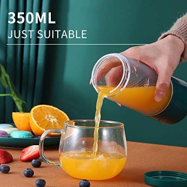 Imagem de Liquidificador Portátil com Quatro Cortadores Copo de Citrus 350ml Máquina Misturar Frutas Detachável Recarregável via USB para Esportes Viagens e Amb