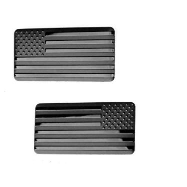 Imagem de 2 bandeiras de metal americano inferiores AR15 5 cm por 2,5 cm adesivos em relevo preto Emblemas 2 peças conjunto (preto, 5 cm x 2,5 cm)
