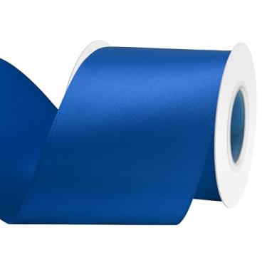 Imagem de Yamkim Fita de cetim real de 7,6 cm e 15 metros, fitas de cetim de poliéster de dupla face, ideais para embrulho de presente, artesanato DIY, convites, casamento, buquê de flores, costura