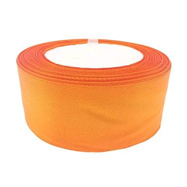 Imagem de Fita de tecido de cetim de cor sólida para artesanato, embrulho de presente, laço de cabelo, decoração de casamento... (tangerina, 3,8 cm x 25 metros)