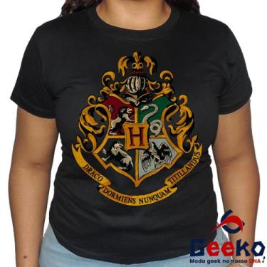 Imagem de Baby Look Hogwarts 100% Algodão Harry Potter Blusa Feminina All Geek, 