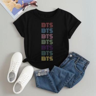 Imagem de Tshirt Camiseta Algodão Estampa Linhas BTS 617 Fofinha Clean Girl Modi