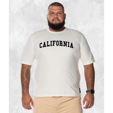 Imagem de Camiseta Algodão Unissex Plus Size Californ Hils, Pérola, G4