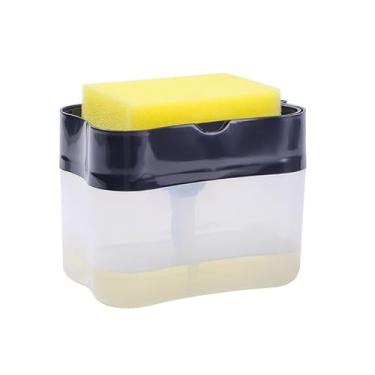 Imagem de Dispenser de Detergente para Pratos com Suporte Esponja Design 2 em 1 Grande Capacidade Fácil Usar Adequado Cozinha Banheiro Casa Espaços Comerciais e