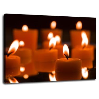 Imagem de 912 Candles Wall Art Candlelight Canvas Prints Flame Poster For Home Conjunto de 1 Decorações com Moldura 68.6 cm x 50.8 cm